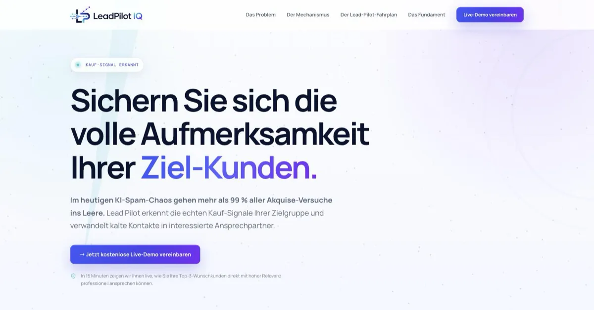 Page d’accueil de Lead Pilot, une application d’outreach pour la vente B2B.
